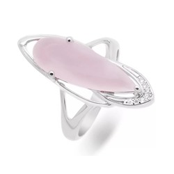 Кольцо из серебра розовый кварц, МЦВА148