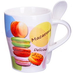 28476 Кружка MACARONS 340 мл с ложкой LR (х36)