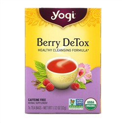 Yogi Tea, Berry DeTox, ягодный чай, без кофеина, 16 чайных пакетиков, 32 г (1,12 унции)