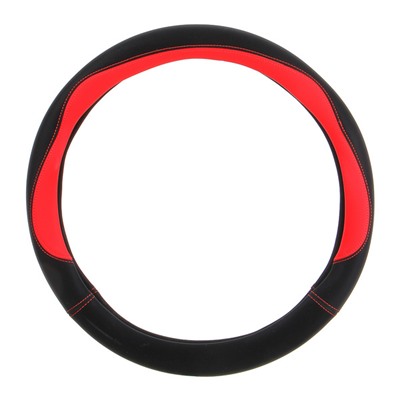 Оплетка руля, экокожа, со вставками «красный», черный, размер М