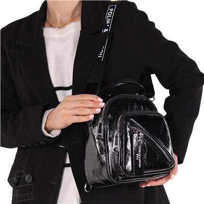 Рюкзак женский кожаный 21004 black Polina&Eiterou