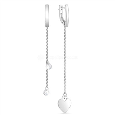 Колье Сердце из серебра с фианитами родированное 441-10-638р