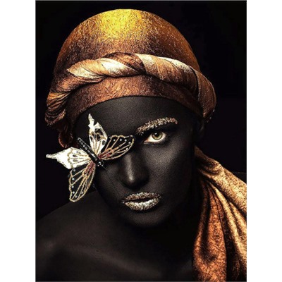 Декобокс. Африканка с бабочкой (с поталью)50х70 см