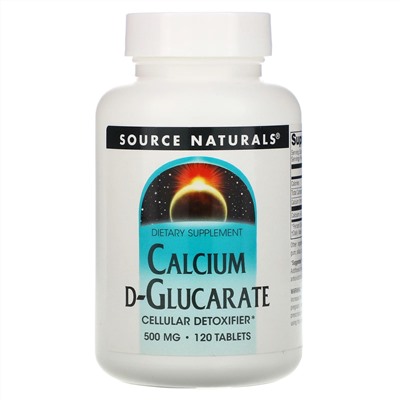 Source Naturals, D-глюкарат кальция, 500 мг, 120 таблеток