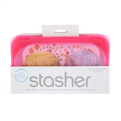 Stasher, Многоразовый силиконовый пищевой контейнер, для малых размеров, малиновый цвет, 9,9 ж. унц. (293,5 мл)