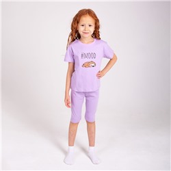 Пижама для девочки (футболка/шорты), цвет сиреневый, рост 98 см