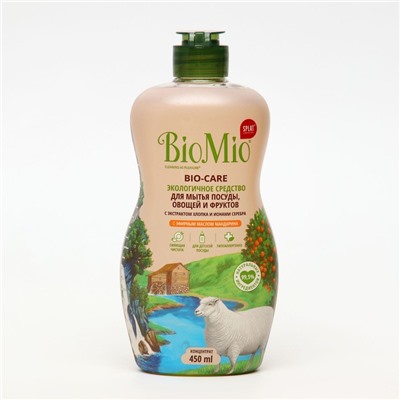 Средство для мытья посуды, овощей и фруктов BioMio Bio-care "Мандарин", концентрат, 450 мл