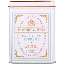 Harney & Sons, Качественные сорта чая, эрл грей Supreme, 20 саше, 40 г (1,4 унции)