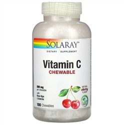 Solaray, жевательные таблетки с витамином C, вкус натуральной вишни, 500 мг, 100 шт.