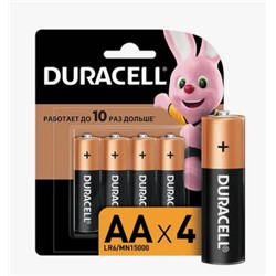 Батарейка DURACELL BASIC АА 1.5V/LR06 (4 шт.) (Щелочной элемент питания)