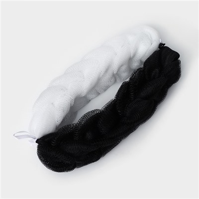 Набор мочалок для тела CUPELLIA SPA: 2 косы по 70 гр, цвета черный и белый
