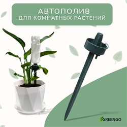 Автополив для комнатных растений, под бутылку, регулируемый, тёмно-зелёный, из пластика, высота 25 см, Greengo