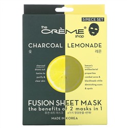 The Creme Shop, Fusion Beauty Sheet Mask, Charcoal Lemonade, 5 Sheets, 4.40 oz (125 g)