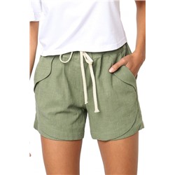 Зеленые свободные шорты на шнурке и с карманами