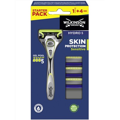 Станок для бритья Schick (Wilkinson Sword) HYDRO-5 Skin Protection Sensitive (+4 кассеты)