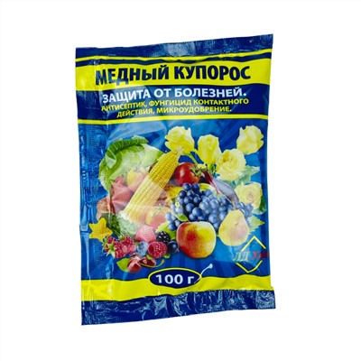 Медный купорос 100г, защита от болезней, на 10л воды