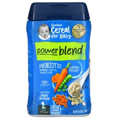 Gerber, Powerblend Cereal for Baby, Probiotic Oatmeal, Lentil, Carrots & Peas, Sitter, 8 oz (227 g)