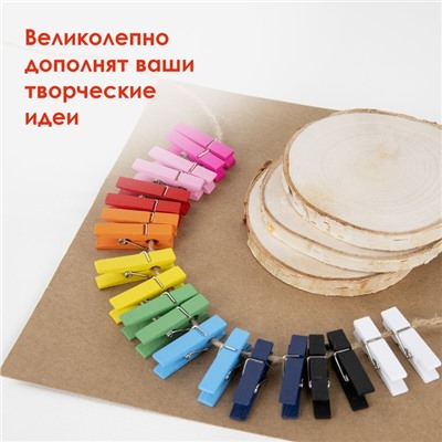 Прищепки разноцветные декоративные "Классика" (набор 20 шт) 3,5 см, 10 цветов