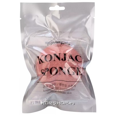 Розовый конжаковый спонж Conjac Sponge (Color - Pink) Grace Day, Корея