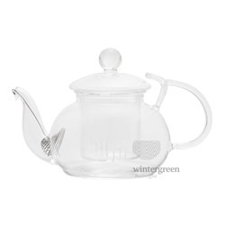 Заварочный чайник из жаропрочного стекла "Розмарин" с держателем для крышки, колбой и пружинкой-фильтром в носике, 450 мл,  дно d90 мм