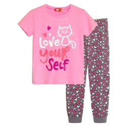 91191 Пижама для девочки (розовый/с.серый)