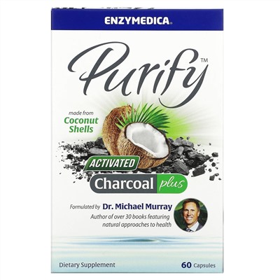 Enzymedica, Purify, активированный уголь, 60 капсул