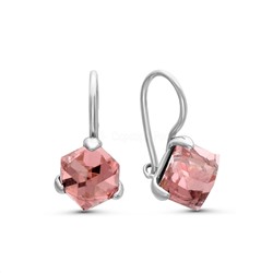 Серьги из серебра с кристаллами Сваровски Светло-розовый родированные