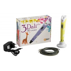 Ручка 3D 3Dali Plus KIT FB0021Y желтая, трафарет и пластик в наб. 2300731 (1565402) Даджет