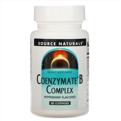 Source Naturals, комплекс ферментированных витаминов группы B, со вкусом перечной мяты, 60 таблеток для рассасывания