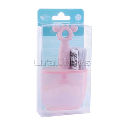 Зубная щетка-массажер для детей "Крабик" с футляром, цвет розовый