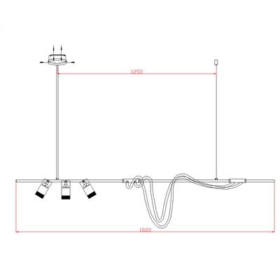 08039-180A,19 Подвес диммируемый Кайли черный L182 h120 Led 2*60W+GU10 3*3W(4000K) с пультом ДУ