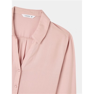 Однотонная рубашка макси Розовый пудровый