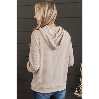 Parchment Corded Drawstring Pullover Hoodie