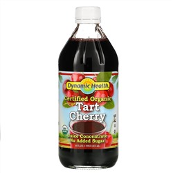 Dynamic Health  Laboratories, Сертифицированный органический продукт Tart Cherry, 100-процентный концентрированный сок, неподслащенный, 473 мл (16 жидких унций)