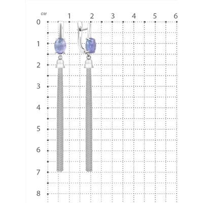 Серьги из серебра с нат.танзанитом родированные 925 пробы С-2301-5рк464