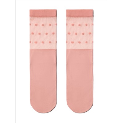Носки женские CONTE Удлиненные носки с прозрачным верхом в горошек FANTASY
