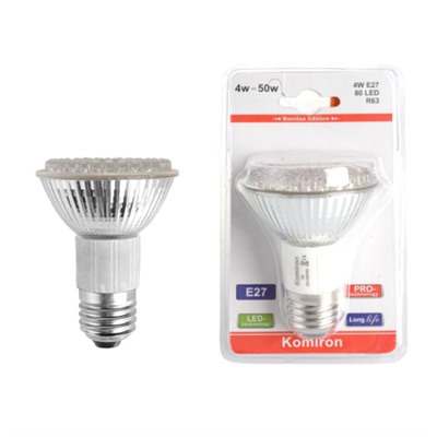 Светодиодная лампа Spot R63 E27 4W 80LED 3000K WARM WHITE /уп.6/96/Акция