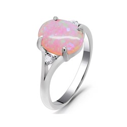 Кольцо из серебра опал розовый, МОВ0332
