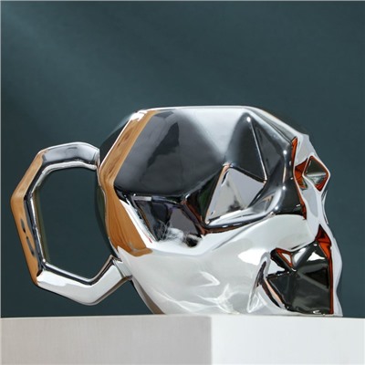 Кружка керамическая «Череп» серебро, 500 мл, цвет серебристый