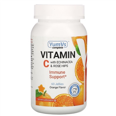 YumV's, Витамин C с эхинацеей и плодами шиповника, вкус апельсина, 60 желейных конфет