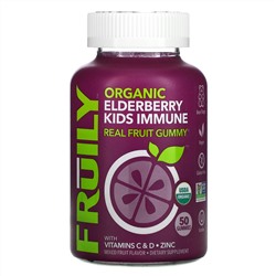 Fruily, Organic Elderberry Kids Immune, With Vitamins C & D, Zinc, Mixed Fruit, 50 Gummies