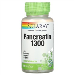 Solaray, панкреатин 1300, 90 растительных капсул
