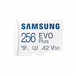 Карта флэш-памяти MicroSD 256 Гб Samsung +SD адаптер (class 10) UHS-1 U3+ Evo Plus (до130 MB/s)