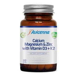 Кальций Магний Цинк с витаминами D3 + K2 Avicenna, 60 шт