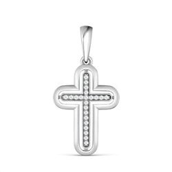 Подвеска-крест из серебра с фианитами родированная 925 пробы 13-1492р