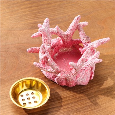 Подставка для благовоний порошковых и конусов "Коралл", розовый, 6,3х10 см