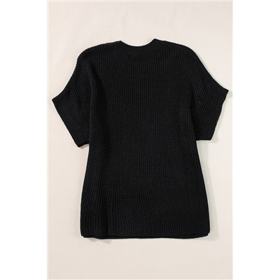 Black Flower Embroidery Sweater Tee