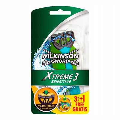 Станок для бритья одноразовый Schick (Wilkinson Sword) Xtreme-3 Sensitive (3+1шт.)