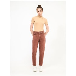 Однотонные джинсы модель «mom fit» коричневый