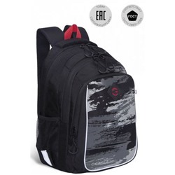 Рюкзак школьный RB-252-3/1 черный - серый 27х40х20 см GRIZZLY